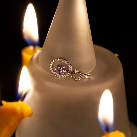 Natural Alexandrite Diamond 18k White Gold Pendant - Picture 4 of 6